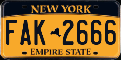 NY license plate FAK2666