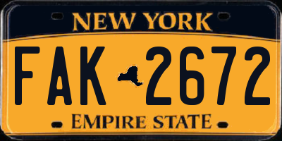 NY license plate FAK2672