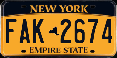 NY license plate FAK2674