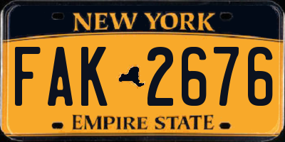 NY license plate FAK2676