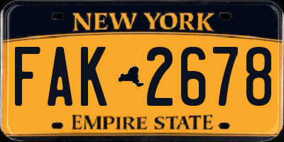 NY license plate FAK2678