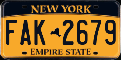 NY license plate FAK2679