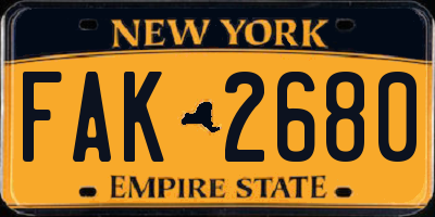 NY license plate FAK2680