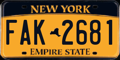 NY license plate FAK2681