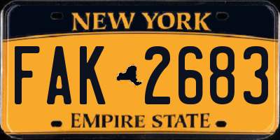 NY license plate FAK2683