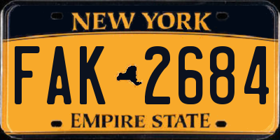 NY license plate FAK2684