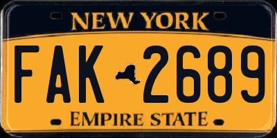 NY license plate FAK2689