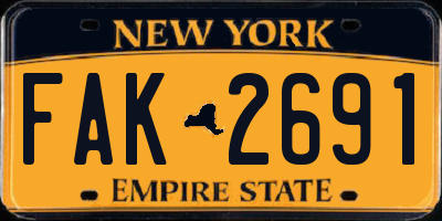 NY license plate FAK2691