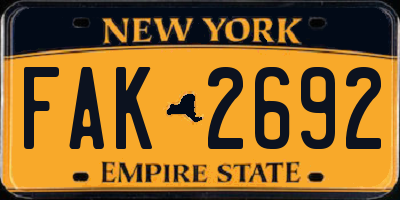 NY license plate FAK2692