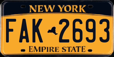 NY license plate FAK2693