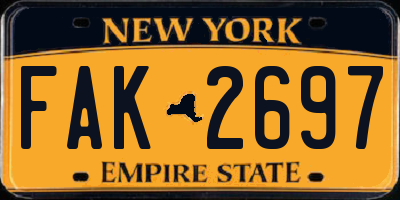 NY license plate FAK2697