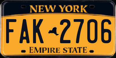 NY license plate FAK2706