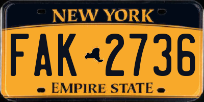 NY license plate FAK2736