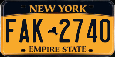 NY license plate FAK2740