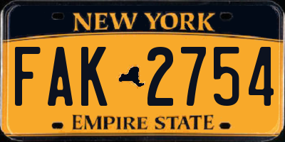 NY license plate FAK2754