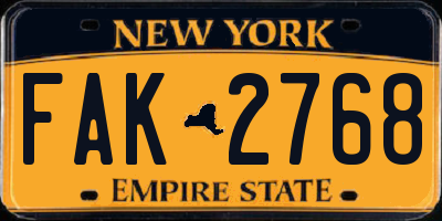 NY license plate FAK2768