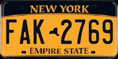 NY license plate FAK2769