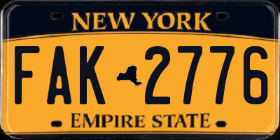 NY license plate FAK2776