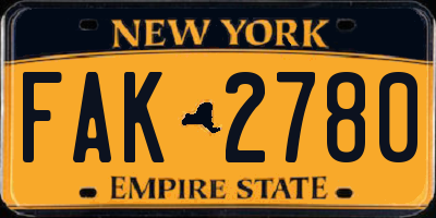 NY license plate FAK2780