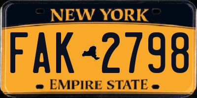 NY license plate FAK2798
