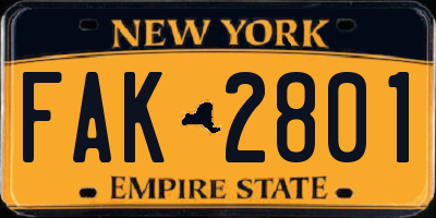 NY license plate FAK2801