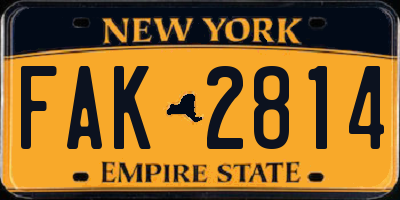 NY license plate FAK2814