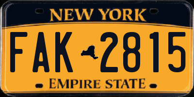 NY license plate FAK2815