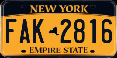 NY license plate FAK2816