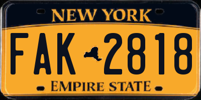 NY license plate FAK2818