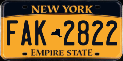 NY license plate FAK2822