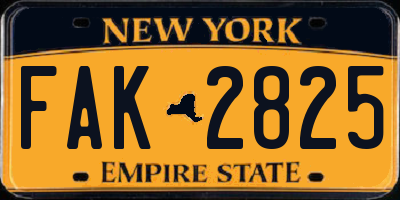 NY license plate FAK2825