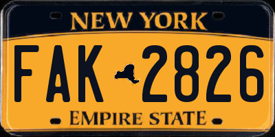 NY license plate FAK2826