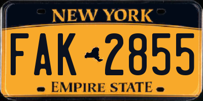 NY license plate FAK2855