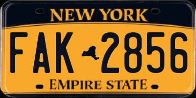 NY license plate FAK2856
