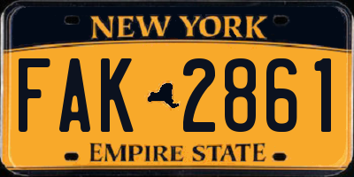 NY license plate FAK2861