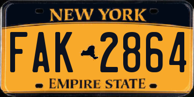 NY license plate FAK2864