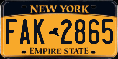 NY license plate FAK2865