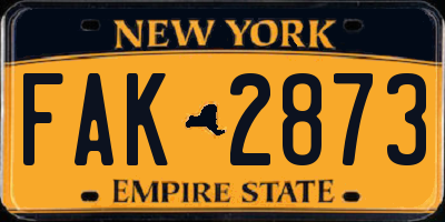 NY license plate FAK2873