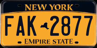 NY license plate FAK2877