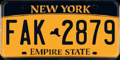 NY license plate FAK2879