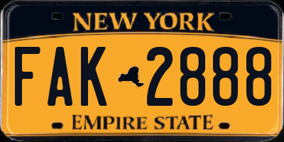 NY license plate FAK2888