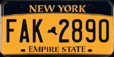NY license plate FAK2890