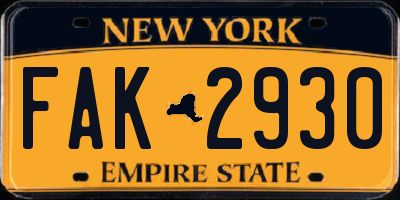 NY license plate FAK2930
