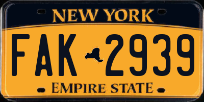 NY license plate FAK2939