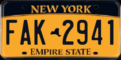 NY license plate FAK2941