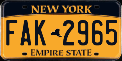 NY license plate FAK2965