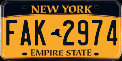 NY license plate FAK2974