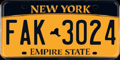 NY license plate FAK3024