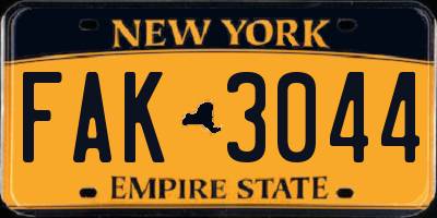 NY license plate FAK3044