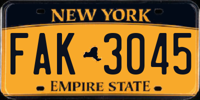 NY license plate FAK3045